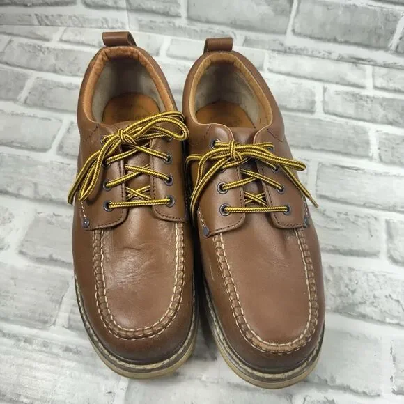 DIEHARD Sure Track Men's Size 10.5 Soft Toe Brown Leather Oxford Work Shoes